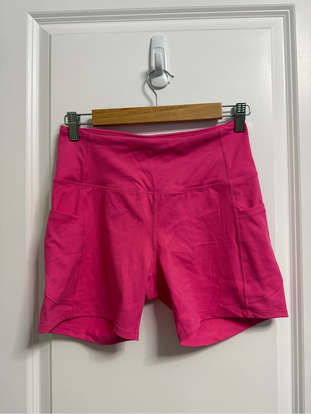 Women's Bright Pink Athletic Shorts with Side Pockets